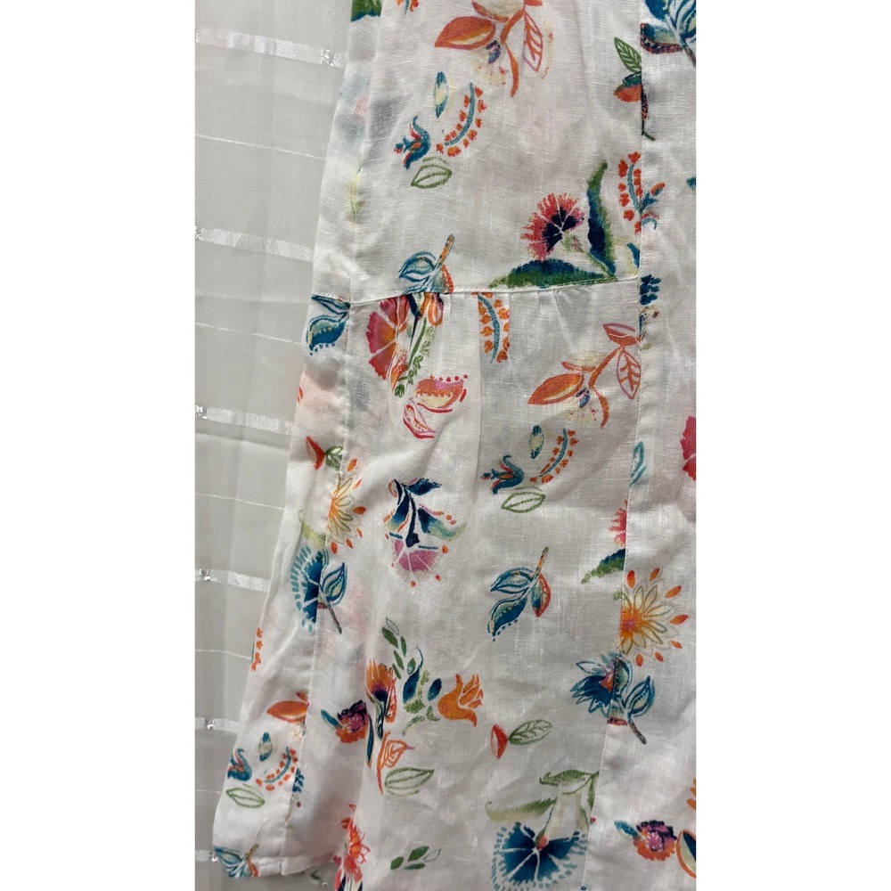 J. Jill Love Linen Sleeveless Floral Button Down Tunic Top White Small - Picture 4 of 5